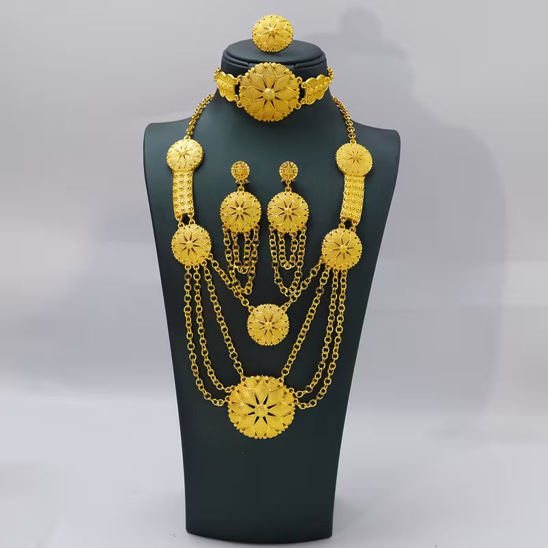 uxury Necklace Earrings Ring Bracelet Set for Women - Perfect for Weddings, Parties, and Special Occasions