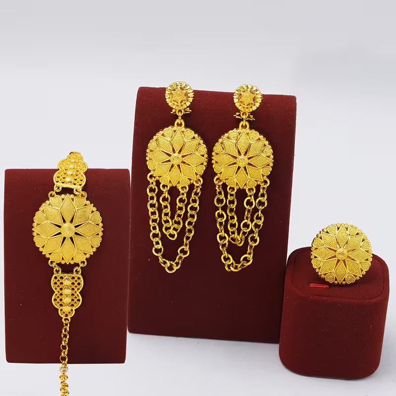 uxury Necklace Earrings Ring Bracelet Set for Women - Perfect for Weddings, Parties, and Special Occasions