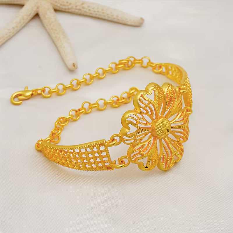 24K Golden Plated Double Layer Pendant Necklace Jewelry Set