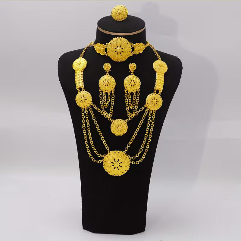 uxury Necklace Earrings Ring Bracelet Set for Women - Perfect for Weddings, Parties, and Special Occasions